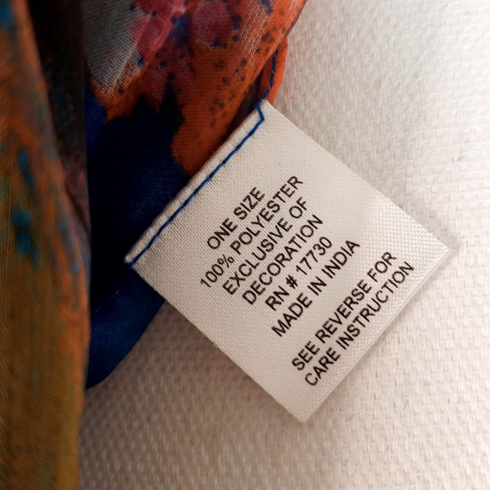 Floral Rectangular Tissue Scarf Blue multicolor - Picture 3 of 3